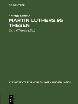 cover image of Martin Luthers 95 Thesen